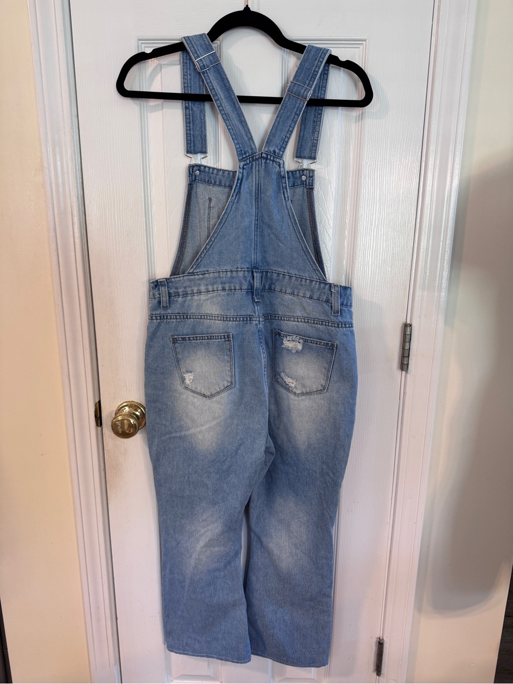 Upcycled Patriotic Patchwork Denim Overalls Small USA Flag Distressed Festival - Picture 4 of 10